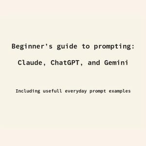 Op de afbeelding: Tekstuele gids voor het gebruik van AI-chatbots zoals Claude, ChatGPT en Gemini. De gids bevat voorbeelden van alledaagse prompts.
