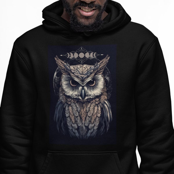 Owl hoodie, Triple Moon Hoodie, Wiccan sweatshirt, Witchy hoodie, Moon symbol Shirt, Spirit animal , wiccan apparel, Pagan lover gift