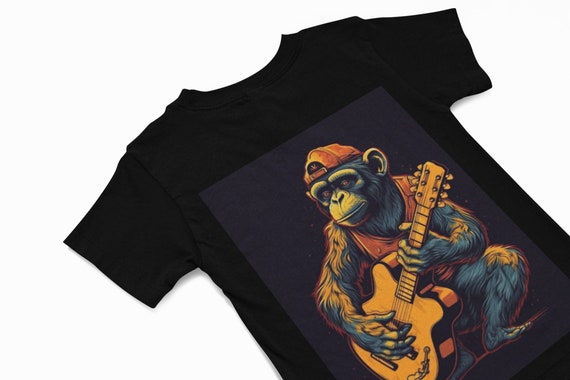 Monkey Playing Guitar Shirt | Cool Music Lover Chimp Gift Monkey Playing Guitar Shirt | Cool Music Lover Chimp Gift