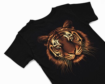 Vtg 90s White Tiger T-shirt Black L Nature Wildlife Animal