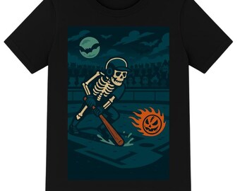 Funny Baseball Halloween Shirt Gothic Skeleton Tee baseball Batter gift Trick or Treat Tee Spooky season T-Shirt Men's Sports Outfit Gift