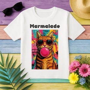 Kids Personalised Pet Shirt Custom cute Cat Tee custom Birthday gift t shirt Pet art gift pet keepsake gift personalised cat pop art gift