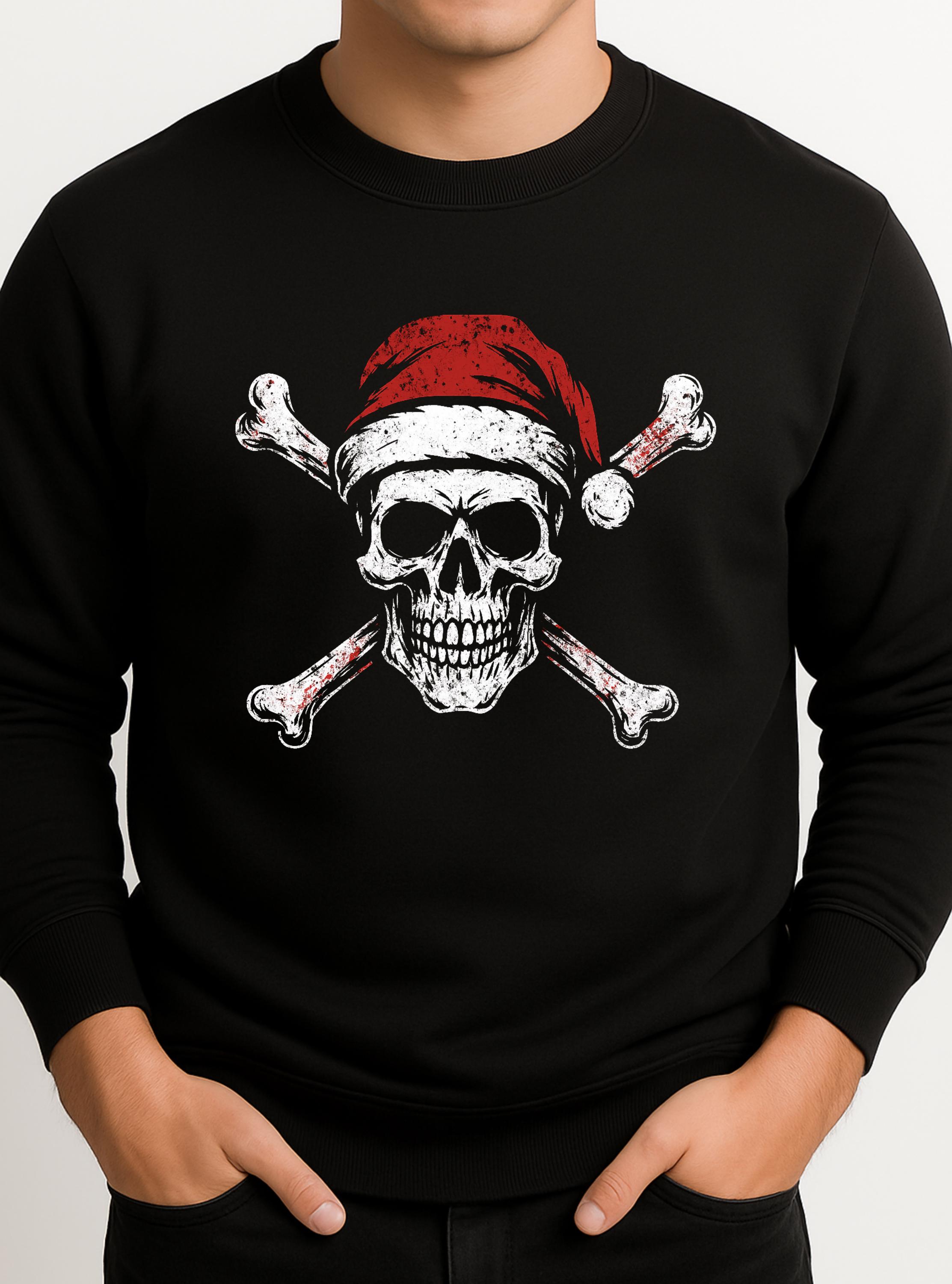 Sweatshirt Noël Heavy Metal 'Père Noël Satanique Tête De Mort' - Pour Fans De Métal - Coupe Classique - Cadeau Humoristique Pour Métalleux