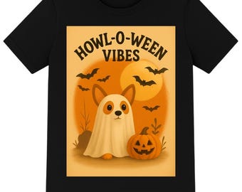 Halloween Corgi Tee Howl-O-Ween Vibes T-Shirt Cute Dog Halloween Shirt Ghost Tee Fall Pumpkin Graphic Tee Spooky season gift for Dog Lover