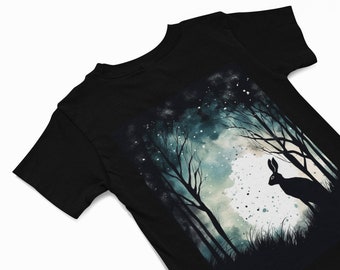 Camiseta de conejo - Camisetas de conejo - Camiseta con gráficos de conejo - Regalo para amantes de los conejos - Regalo para amantes de los animales - Camiseta con silueta de animal - Camiseta con bosque