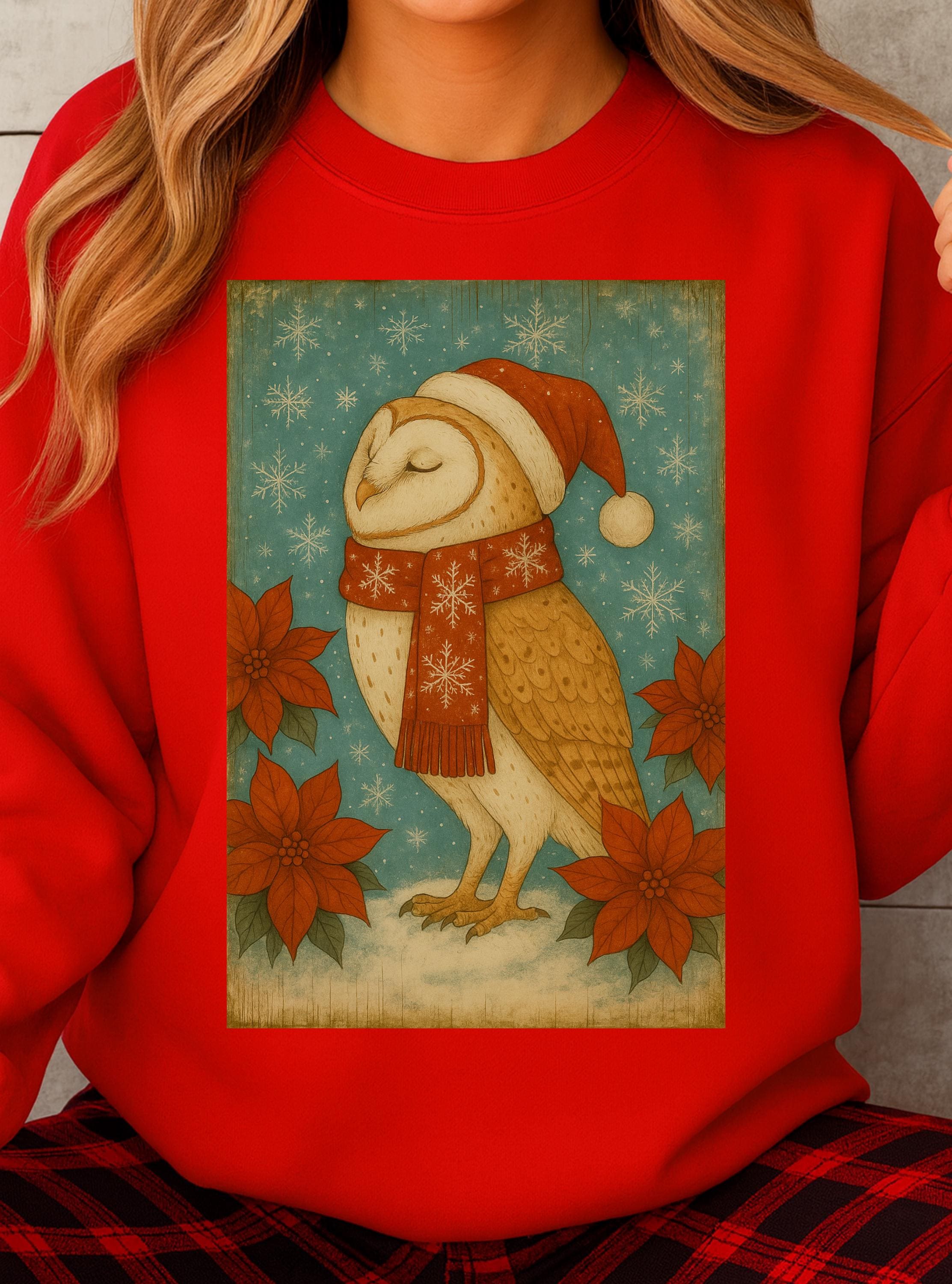 Owl Christmas Sweatshirt Winter Wildlife Sweater Woodland Animal Holiday Jumper Floral Hoodie Pullov