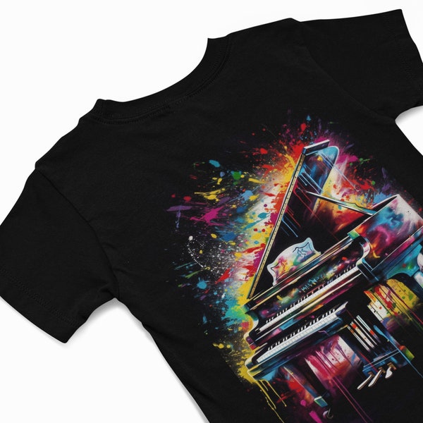 Piano t shirt - Colourful Graffiti T Shirts - Music instrument Graphic Shirt - Music Gift - Music Gift - Quirky Piano Keys t shirt