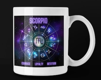 Scorpio Mug, Star sign mug, Spiritual mugs, Zodiac mugs, Horoscope graphic mugs, Astrology Gift, The Scales, Scorpio gift, Christmas gift