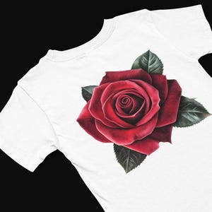 Cute Rose Head T shirt, Flower Tee Botanical T shirts, Floral apparel, women&#39;s Summer design Tee, Rose Lover gift for her Birthday gift idea