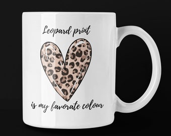 Leopard print heart Mug, Animal print Mug, Love heart mug, Coffee mug, Coffee lover gift, office mug, secret Santa gift,  Christmas gift