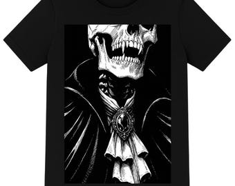 Gothic Skeleton Vampire T-Shirt Dark Gothic Aesthetic tee for fall Horror Skull Tee Halloween Gothic Clothing Macabre Vampire Skeleton Shirt