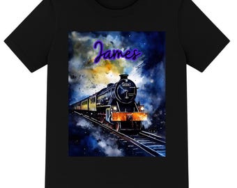 The Flying Scotsman train T-Shirt, Train Graphic tee, Colourful Train Shirt, Train Tee, Train spotter shirt, Personalised Train Lover Gift