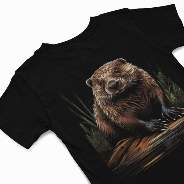 Beaver T-Shirt, Aquatic Animal Tee, Woodland animal T shirt, Beaver graphics T-Shirt, wildlife tee, Cute critter t shirt, Beaver Lover Gift