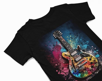 Electric Guitar t shirt - Colourful Graffiti T Shirts - Music instrument Graphic Shirt - Music Gift - Guitarist Gift - Quirky Music t shirt