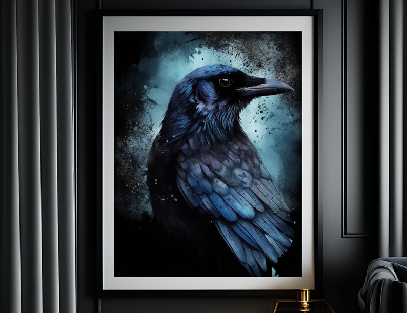 Raven Art Print, Watercolour Raven Art, Gothic Art, Forestcore, Crow