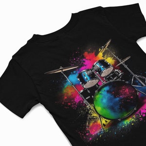 Drum kit t shirt - Colourful Graffiti T Shirts - Music instrument Graphic Shirt - Music t shirt - Music Gift - Quirky Drummer t shirt