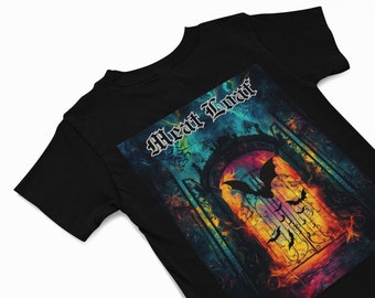 Camiseta Meat Loaf, camiseta Bat out of Hell, camiseta Gates of Hell, camisetas de música, camiseta gótica, camisetas de motociclista, camiseta gótica, camiseta rockera