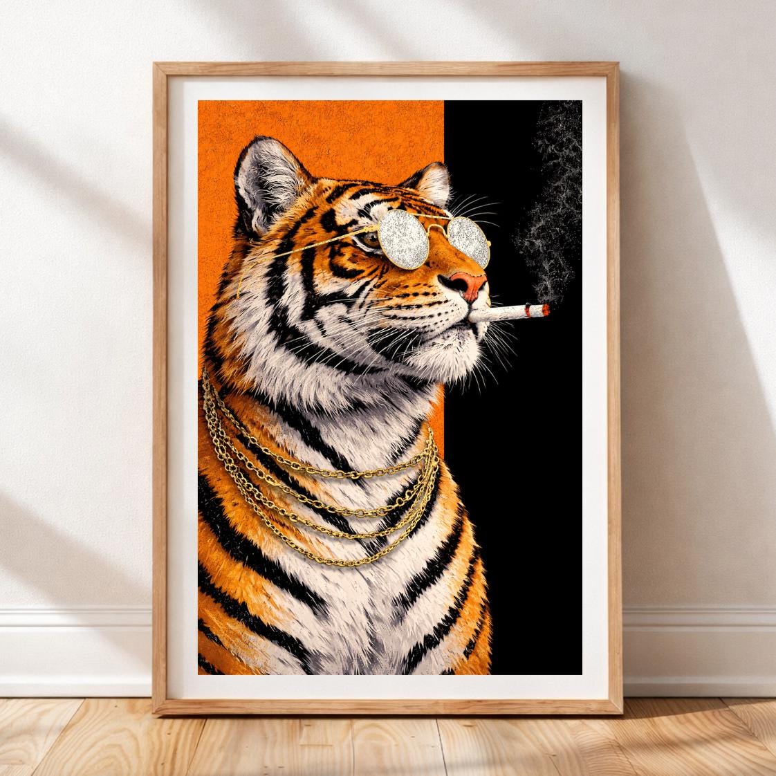 tiger with cigarette Smoking Tiger