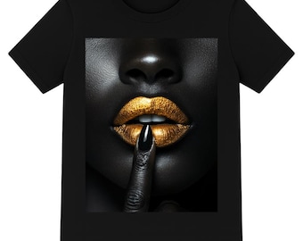 African women with Gold lips T-Shirt, black pride afro Tee, Flirty seductive T shirt, lipstick shirt, fashion wear, trendy tee,