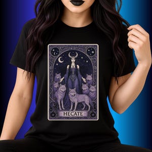 Hecate Tarot Card T-Shirt Witchy Goddess Tee Wiccan themed apparel Pagan Occult Shirt Moon Magic Witch Gift