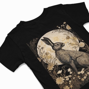 Moon Gazing Hare t shirt - Wiccan T Shirts - Rabbit Graphics Shirt - witchy lover Gift - Moon lover Gift -  Pagan tee - Autumn  tee