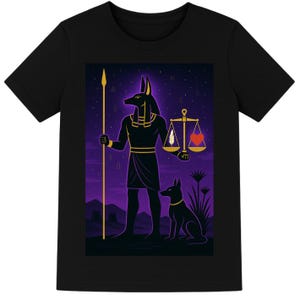 Koszulka z wizerunkiem boga starożytnego Egiptu Anubisa, archeologia, historia, koszulka z wizerunkiem boga szakala, mitologia egipska, życie pozagrobowe, pamiątka z podróży do Kairu, najlepszy prezent