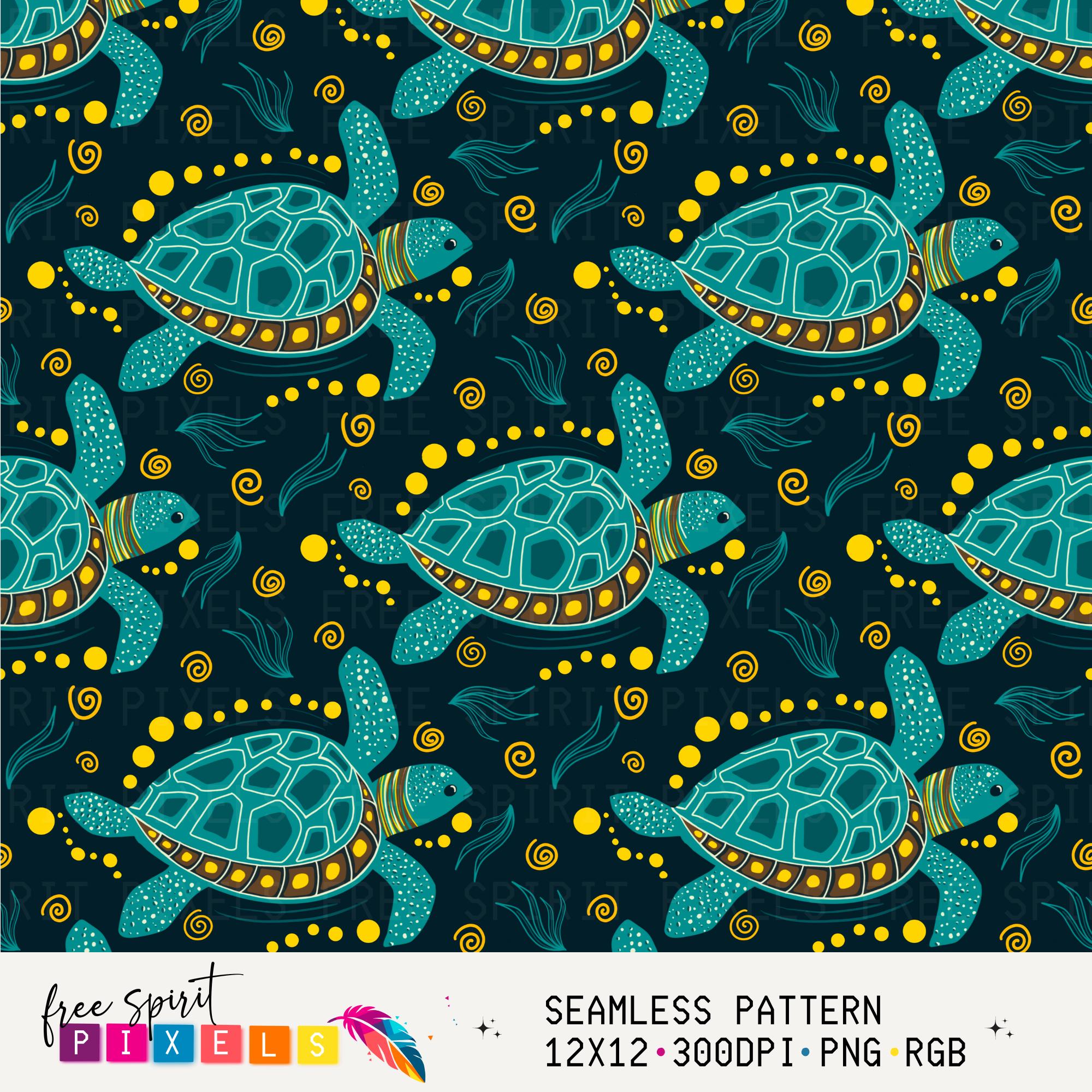 Turtle Shell Back Print Sea Turtles Seamless Pattern, Digital Download, Sea Turtle Seamless for ...