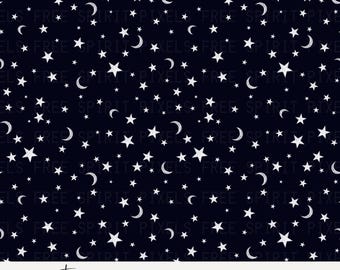 Stars and Moons Seamless Pattern Tile, Digital Download, Starry Night for Fabric, Sublimation, Digital Paper, Celestial Pattern