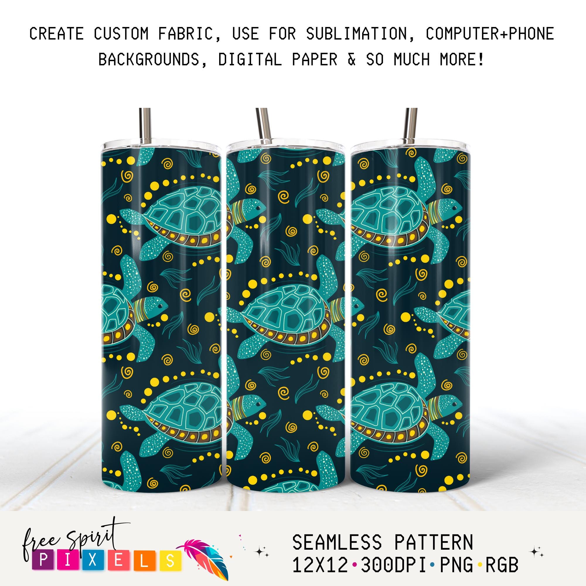 Sea Turtles Seamless Pattern, Digital Download, Sea Turtle Seamless for ...