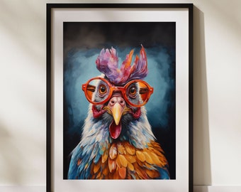 Funny Chicken Wall Art Print, Canoe in Lilies Wall Art, Wall Art,  Poster, Printable Wall Art, Digital Download