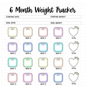 6 Month Weight Tracker – Printable Health & Wellness Log (Digital Download)