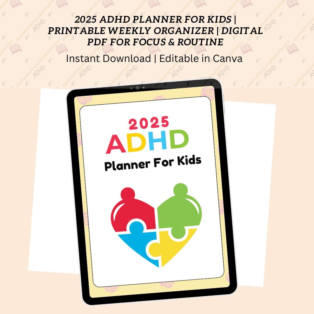 2025 ADHD Planner for Kids | Printable Weekly Organizer | Digital PDF ...