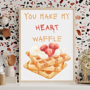 Waffle Wall Art | Funny Breakfast Kitchen Decor | Cute Dining Room Printable | Waffle Lover Gift | Digital Download Poster
