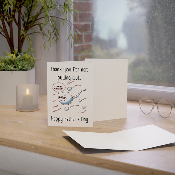 Thank You For Not Pulling Out- Humorous Father's Day Card | Sperm Race Cartoon | Funny Dad Card- Rude Father's Day Card- Cheeky Card For Dad