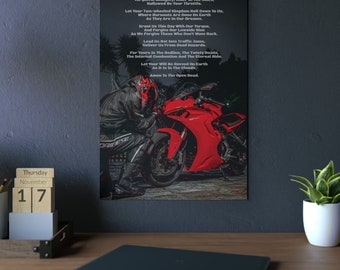 Rider's Reverence: Motorcycle Prayer aluminum Composite Poster