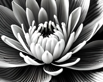 Monochrome Lily Flower Art: Black and White Floral Print (Digital Download)