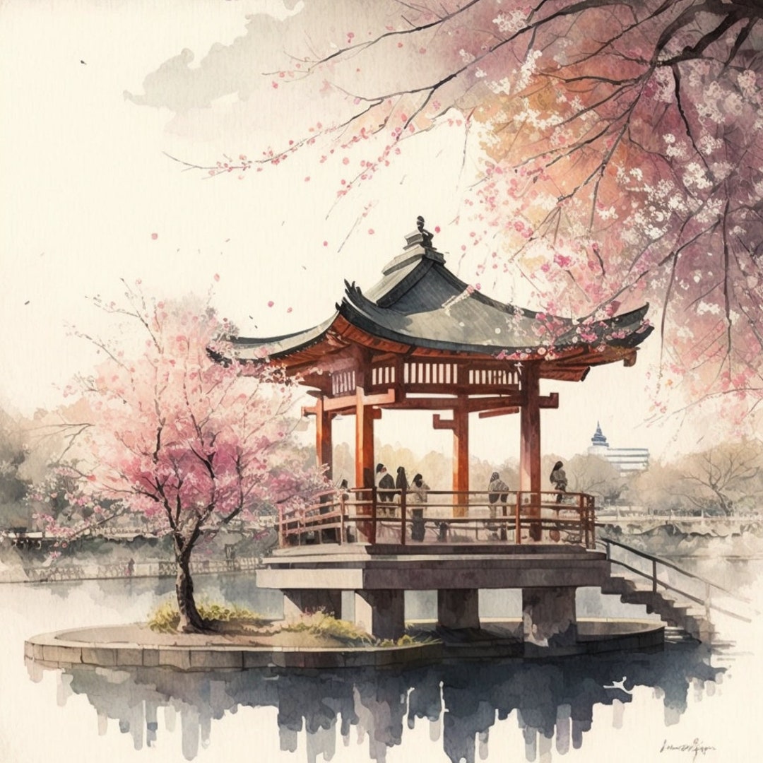 A pink cherry blossom pagoda takes inspiration from the delicate beaut