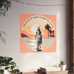 Coastal cowgirl-kunstdruk: trendy strandposter