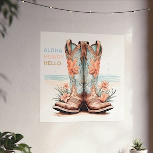 Kunstprint cowgirl-laarzen kust: trendy surfdecor