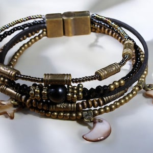 Moon & Star Beaded Bracelet – Magnetic Clasp, Handmade, Adjustable Sizes for Every Style