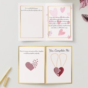 Gepersonaliseerde verjaardagskaart puzzelstukje – You Complete Me – Aangepaste romantische liefdeskaart voor stellen, perfect voor jubilea of bruiloften