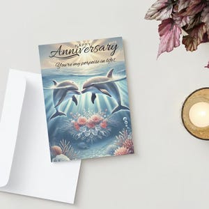 5 Jahre Jubiläumskarte | Delfin-Thema mit 'You Are My Porpoise in Life' | Süße & lustige Romantische Grußkarte