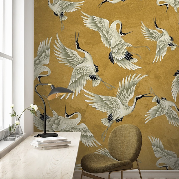 Crane Birds Wall Etsy