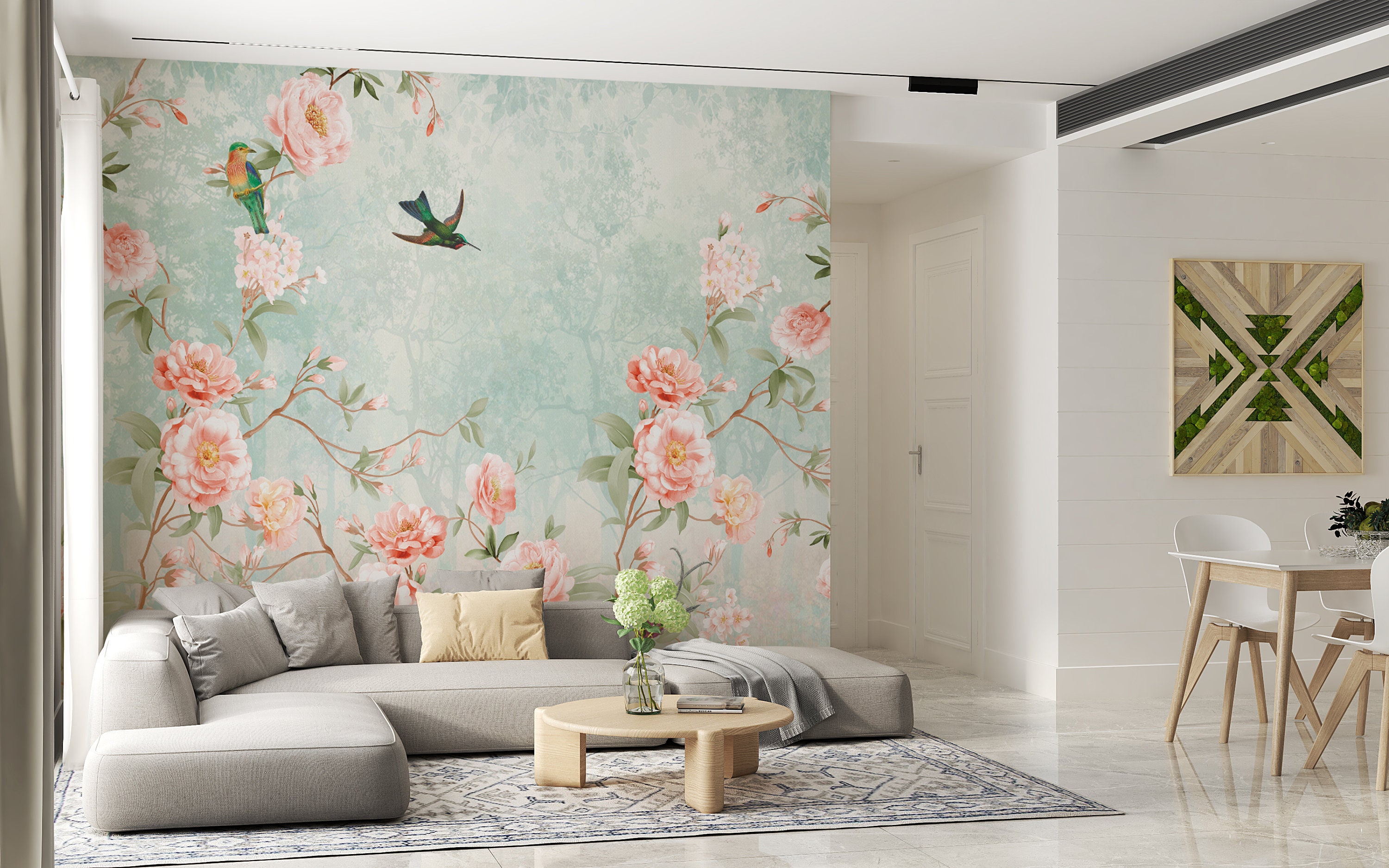 Paloma Home Vintage Chinoiserie Wallpaper Blossom  PinkTealGreen  Matte  Finish  921502  Amazoncouk DIY  Tools
