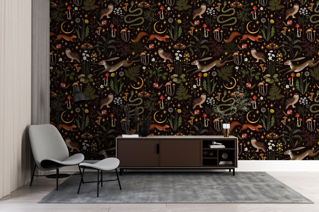 Vintage Mushroom Wallpaper, Mushroom Wallpaper, Peel and Stick ...