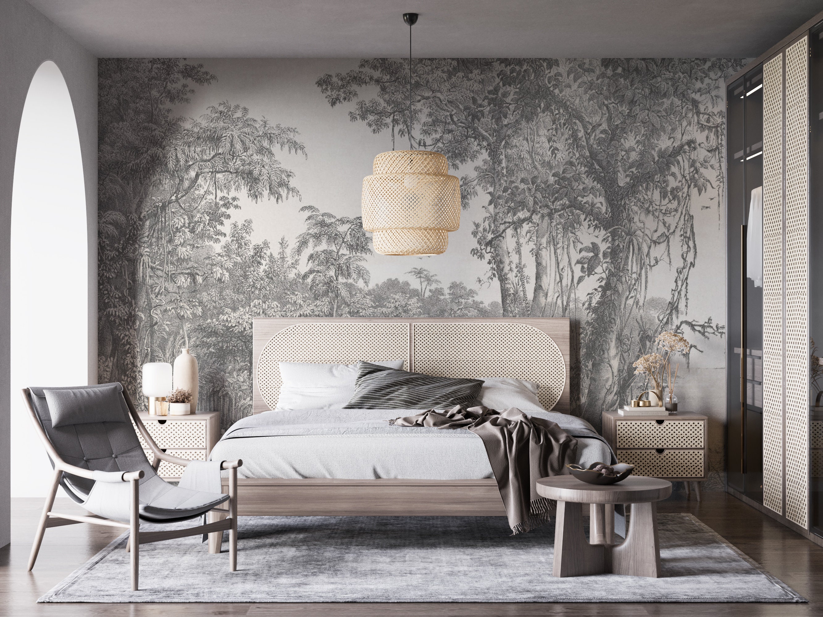 Village wall mural, Removable or regular wallpaper, Scene wallpaper, Landscape vintage, Wall art, Scenic painting