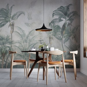 Tropical Jungle Plants Wall Decoration Tropical Wallpaper, Jungle Wall Mural Peel and Stick Living Room