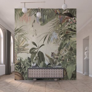 Tropischer Dschungel Tapete, tropische Tapete, schälen und aufkleben Wandbild Tapete, abnehmbare Tapete, selbstklebend, Art Deco Tapete