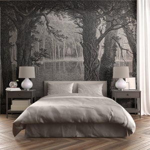 Village wall mural, Removable or regular wallpaper, Scene wallpaper, Landscape vintage, Wall art, Scenic painting