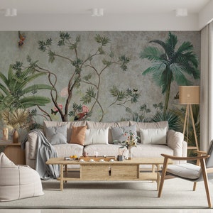 Tropical Jungle Plants Wall Decoration Tropical Wallpaper, Jungle Wall Mural Peel and Stick Living Room